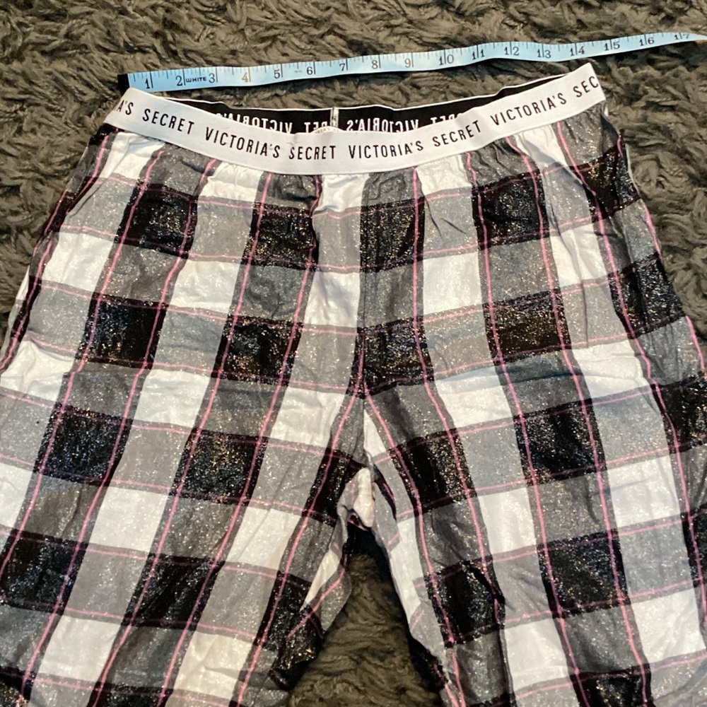 Victoria's Secret Athletic Jaggers pajama bottom shiny plaid sparkle